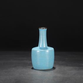 An Exquisite Ru yao Sky Blue Glazed Vase,with an Imperial Poem by Emperor Qianlong