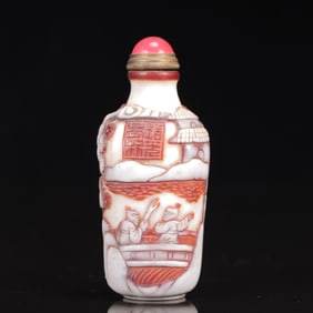 An Exquisite Glass Landscape and Figure Pattern Snuff Bottle