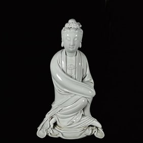 An Exquisite Blance-De-Chine Statue of Avalokitesvara