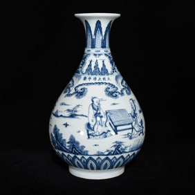 An Exquisite Blue and White Figure and Story Pattern Vase