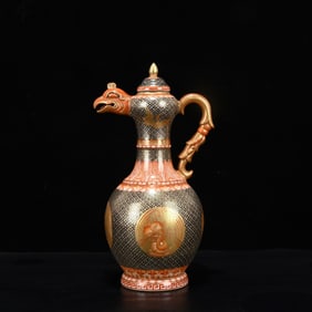 An Exquisite Iron-Red Phoenix Pattern Phoenix Pot