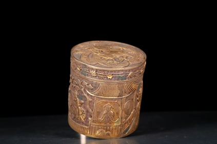 An Exquisite Gilt Silver Figure Pattern Box