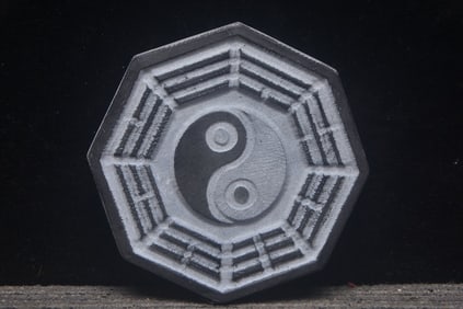 An Exquisite Limestone Painted Color Color Trigram Pattern Ornament