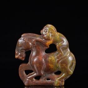 A Rare Gaogu yu Monkey and Horse Ornament