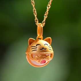 An Exquisite Sterling Silver-Gold Plated Inlaid White Jade Enamel Pendant
