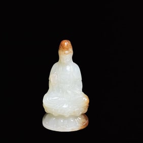 An Exquisite White Jade Statue of Avalokitesvara