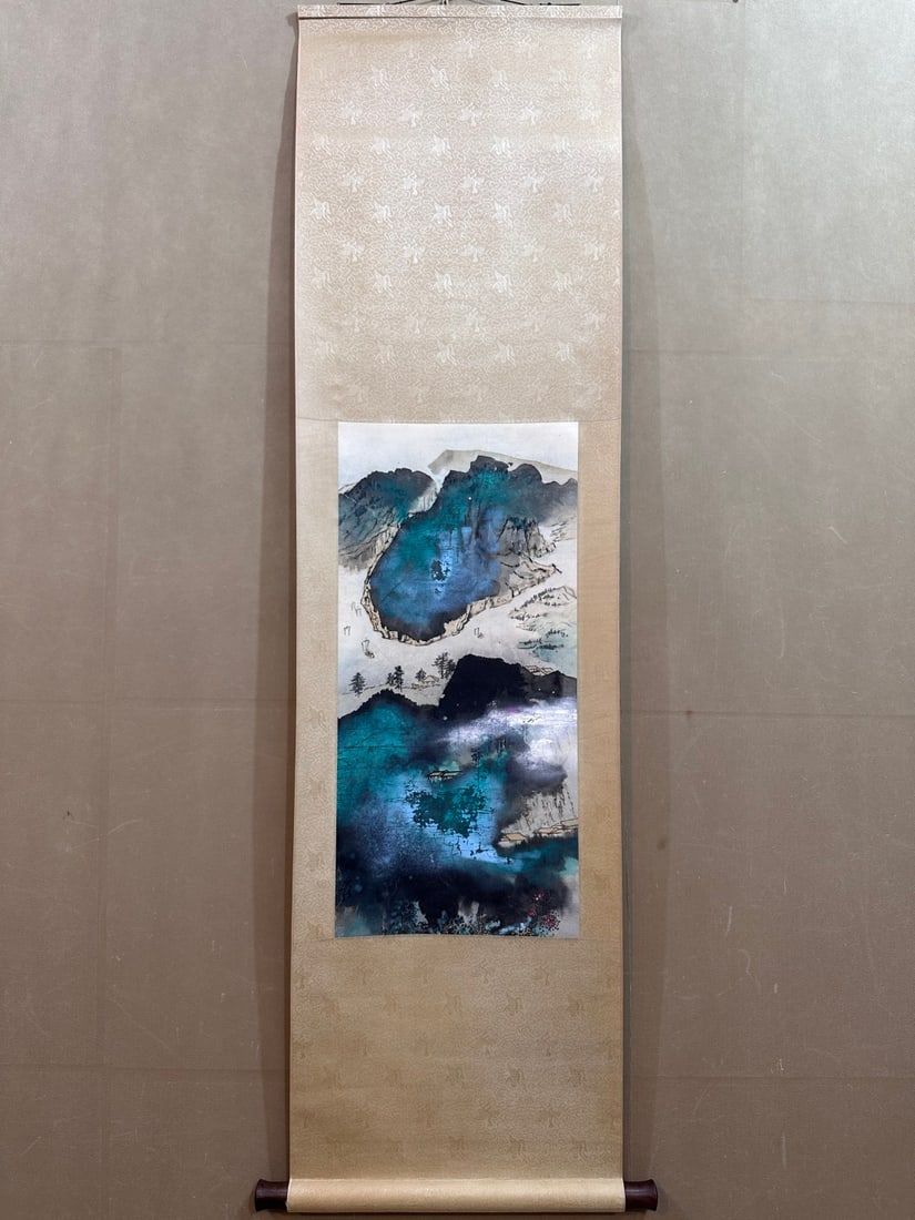 A Chinese Vertical Scroll Ink Painting of Landscape on Paper,Zhang Daqian (1 of 9)