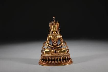 A Rare Gilt Bronze Statue of Amitayus
