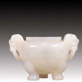An Exquisite Agate Double-Ears and Tripod Censer