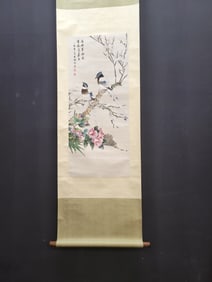 A Chinese Vertical Scroll Ink Painting of Flower and Bird on Paper,Lin Huiyin