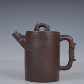 An Exquisite Purple Sands Bamboo Pattern Teapot