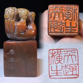 An Exquisite Shoushan Stone Auspicious Beast Pattern Seal
