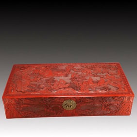 A Huge Carved Red Lacquer Character and Story Pattern Box,Qing Dynasty, China