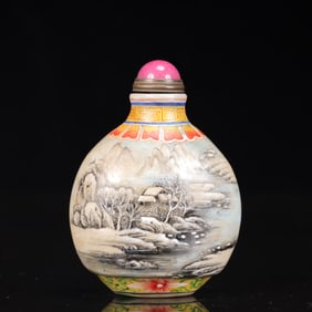 An Exquisite Glass Snowscape Pattern Snuff Bottle