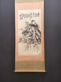 A Chinese Vertical Scroll Ink Painting of Figure on Paper,Liu Wenxi