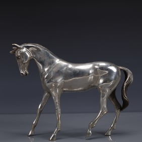 An Exquisite Silver-plated Bronze Horse Ornament