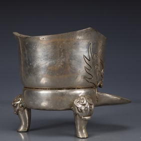 An Exquisite Silver-plated Bronze Beast-Face Pattern Stove