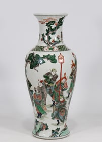 A Huge Wucai Character and Story Pattern Vase