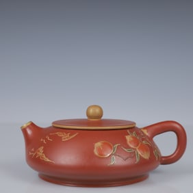 An Exquisite Purple Sands Flower and Fruit Pattern Teapot