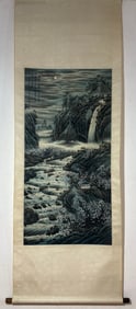 A Chinese Vertical Scroll Ink Painting of Landscape on Paper,Tao Lengyue