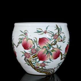 An Exquisite Famille-Rose Bats and Peach Pattern Vat