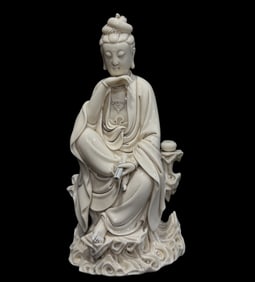 A Solemn Blance-De-Chine Statue of Avalokitesvara