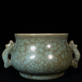 An Exquisite Ru yao Double-Ears Censer