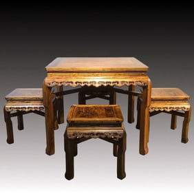 A Set of Rare Huanghuali wood Tables and Chairs