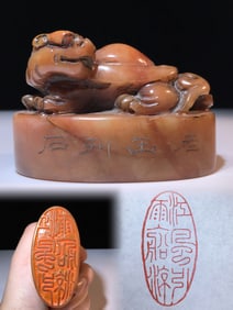 An Exquisite Shoushan Stone Auspicious Beast Pattern Seal