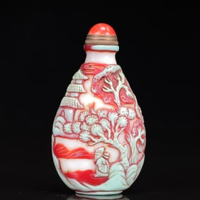 An Exquisite Glass Landscape and Figure Pattern Snuff Bottle