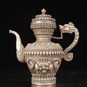 An Exquisite Silver-plated Copper Beast-Face Pattern Ewer