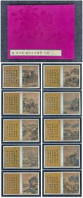 A Chinese Album Ink Painting of Landscape and Figure on Silk,Yu Zhiding