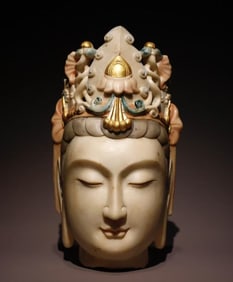A Rare Marble Painted Color Avalokitesvara-Head