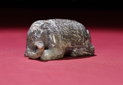 An Exquisite White Jade Elephant Ornament