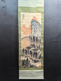 A Chinese Vertical Scroll Ink Painting of Landscape on Paper,Qi Baishi
