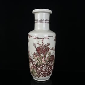 A Huge Underglaze-Red Seawater,Kylin and Phoenix Pattern Vase