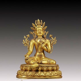 A Solemn Gilt Bronze Statue of Tara