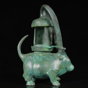 An Archaic Bronze Buffalo Lantern