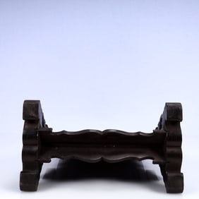 A Huge Zitanwood Inlaid Gems Statue of Mammon Screen