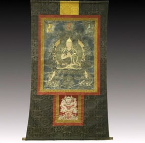 A Rare Brocade Painted Color Statue of Tsongkhapa Tangka