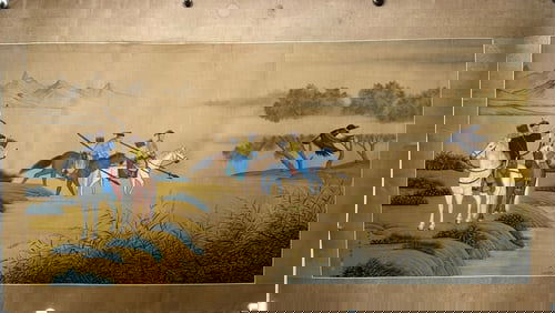A Chinese Ink Painting of Hunting on Paper,Lang Shining
