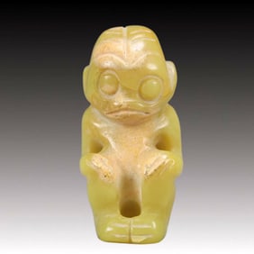 An Archaic Hongshan Culture Yellow Jade Figure Ornament