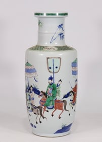 A Huge Wucai Character and Story Pattern Vase