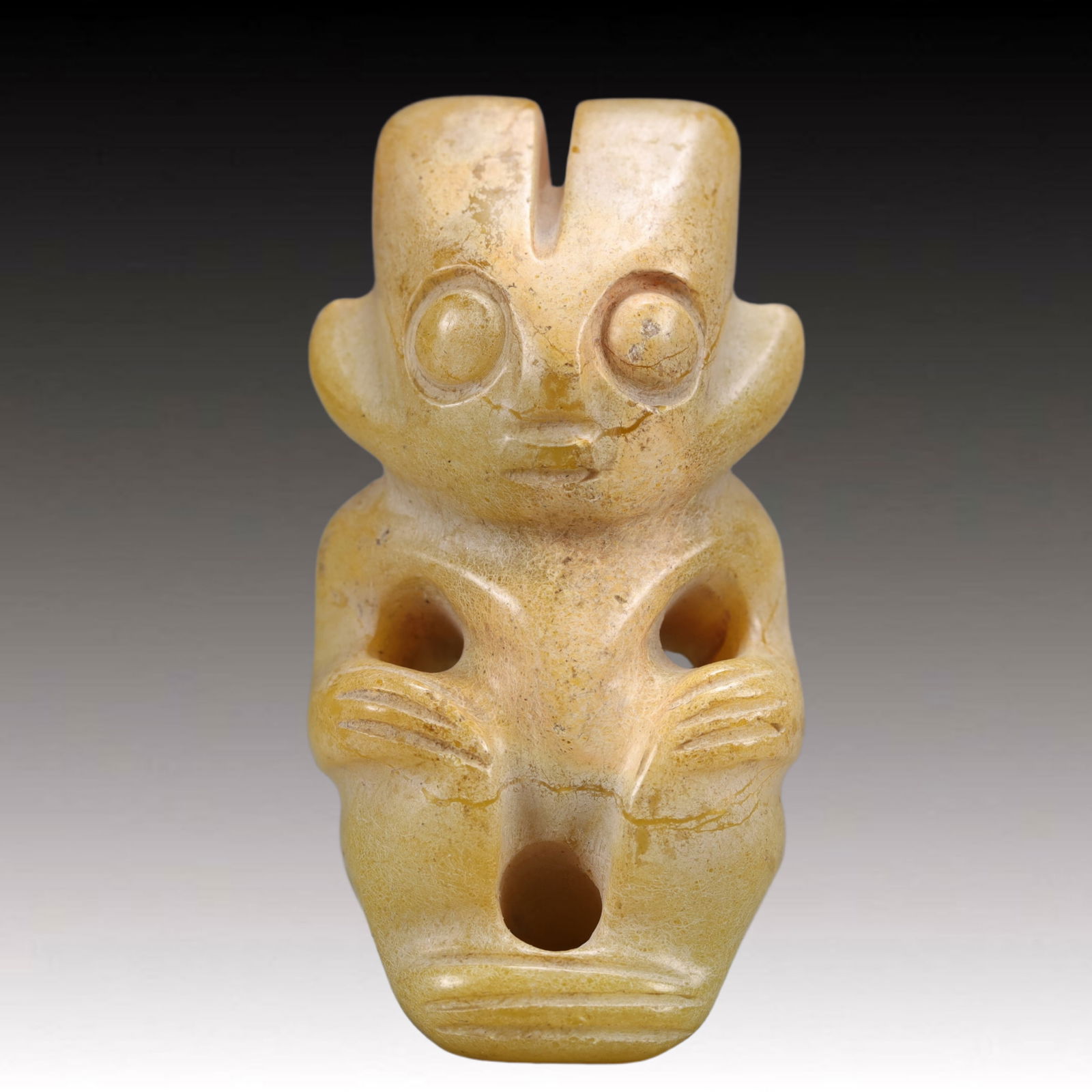 An Archaic Hongshan Culture Yellow Jade Figure Ornament (1 of 5)