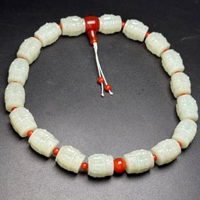 White Jade Buddha-face Pattern Bracelets