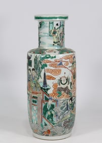 A Huge Wucai Character and Story Pattern Vase