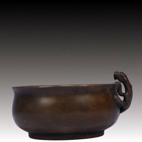 An Exquisite Bronze Chi-Dragon Pattern Censer,Qing Dynasty, China,With