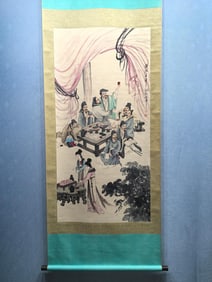 A Chinese Vertical Scroll Ink Painting of Character and Story on Paper,Fu Baoshi