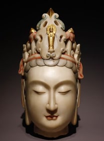 A Rare Marble Painted Color Avalokitesvara-Head