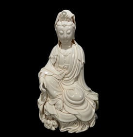 A Rare Blance-De-Chine Statue of Avalokitesvara
